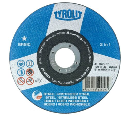 Mole Abrasive Tyrolit 1 Stell In Acciaio/Inox Piane 115X1,6X22 Cf.25Pz