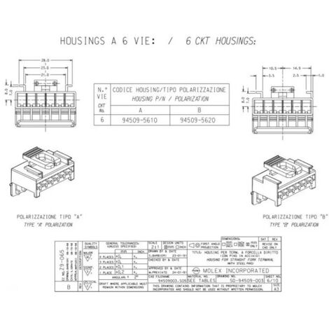 Molex 94509-5610 6-way female socket - Polarization A