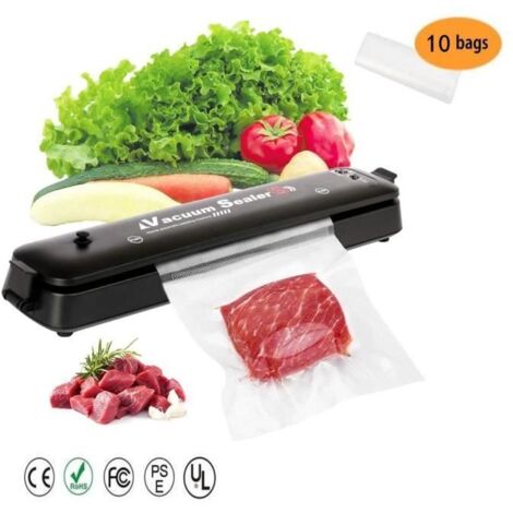 Molibai Machine Sous Vide Alimentaire, Appareil de Mise Sous Vide Automatique avec 10 Sacs Sans BPA pour Aliments, Viandes, Légumes