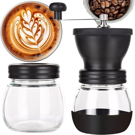 Molinillo de café manual de cerámica, molinillo grueso y fino, molinillo de mano de acero inoxidable para granos de café, molinillo de pimienta, cuenco de cuchillas para el hogar, oficina, contenedor