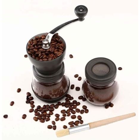 Molinillo de café manual, molinillo de café de cerámica ajustable premium, negro