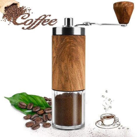 Molinillo de café, Molinillo de café manual con muelas de cerámica, Molinillo de café manual, Molinillo de granos de café, Molinillo de café con tamaño de molienda ajustable (imitación madera)