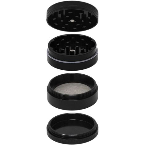 Molinillo de especias de 5 cm y 4 capas, tapa rígida negra, molinillo manual para pimienta y sal, cocina