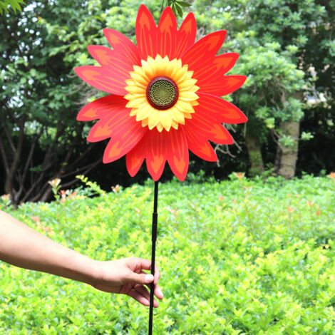 Molinillo decorativo, juego de 2 – diámetro de la flor 36 cm, longitud del tallo 55 cm, altura total 73 cm – forma de girasol.