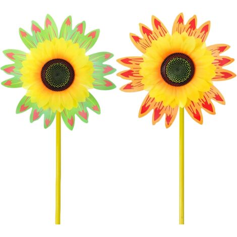 Molinillos de Viento Arco Iris 2 Piezas - Decoración de Jardín y Patio - Molinos de Viento Girasol Coloridos - Fácil de Instalar