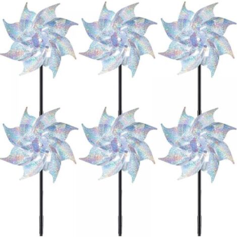 Molino de viento antipájaros, juego de 6 molinos reflectantes, para jardín y exterior,