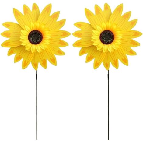 Molino De Viento De Girasol Giratorio, Spinner De Viento De Girasol, 2 Unids/Set, Molinete De Jardín para Decoración De Patio Y Jardín Aire Libre