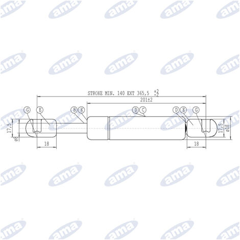 09223 – molla gas estensione max 275 mm 100N – Mazzolari Ricambi