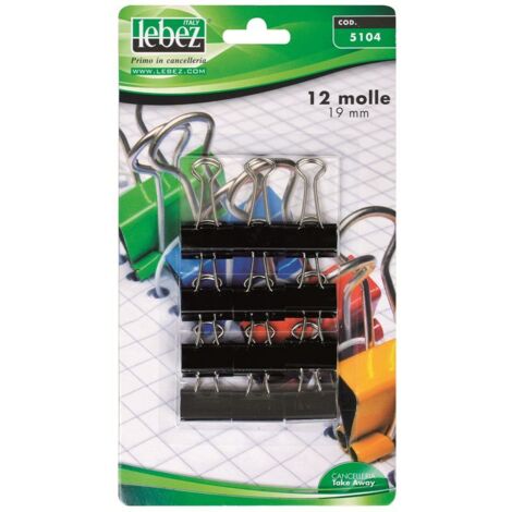 MOLLA FERMACARTE 'DOUBLE CLIP' mm 19 - pezzi 12 12 BL