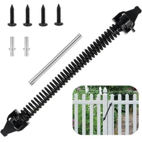 Molla regolabile in metallo per cancello da giardino, 35,6 cm, ferramenta autochiudente per cancelli di recinzione in legno, chiavistello metallico estensibile per cancelli da giardino