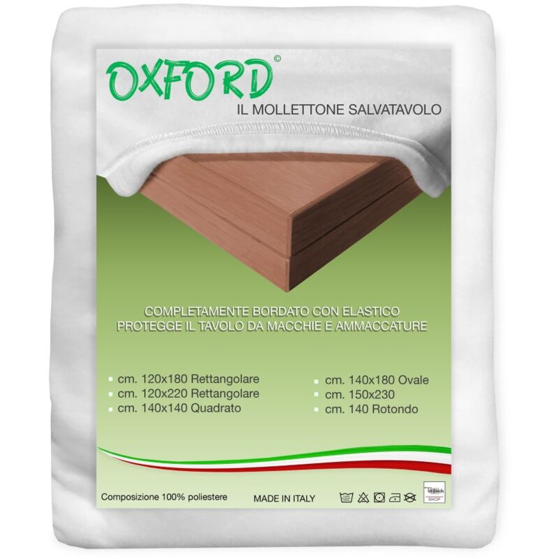 MOLLETONE Protège-table OXFORD sous nappe PROTECTEUR DE TABLE Blanc Cm. 140x230 ovale