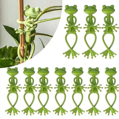 Mollette per piante a forma di rana, 10 pezzi, mollette divertenti, decorazione da giardino per steli e fiori