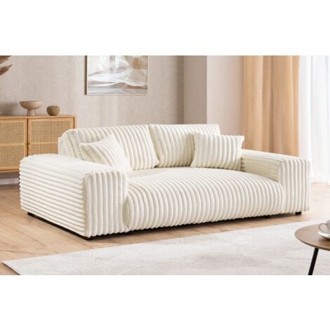 S-STYLE MÖBEL Hellbeige Plüschcord mit schöner Sitzkomfort