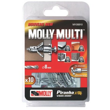 Cheville métallique 8mm x 37mm Molly multimatériaux - plusieurs modèles disponibles