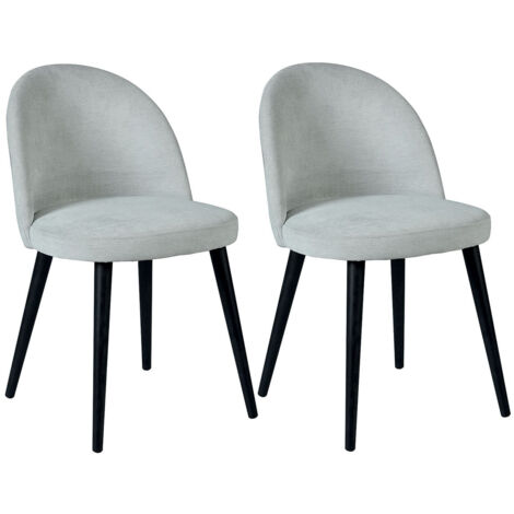 MOLLY - Lot de 2 Chaises Tissu Gris Piètement Bois Massif