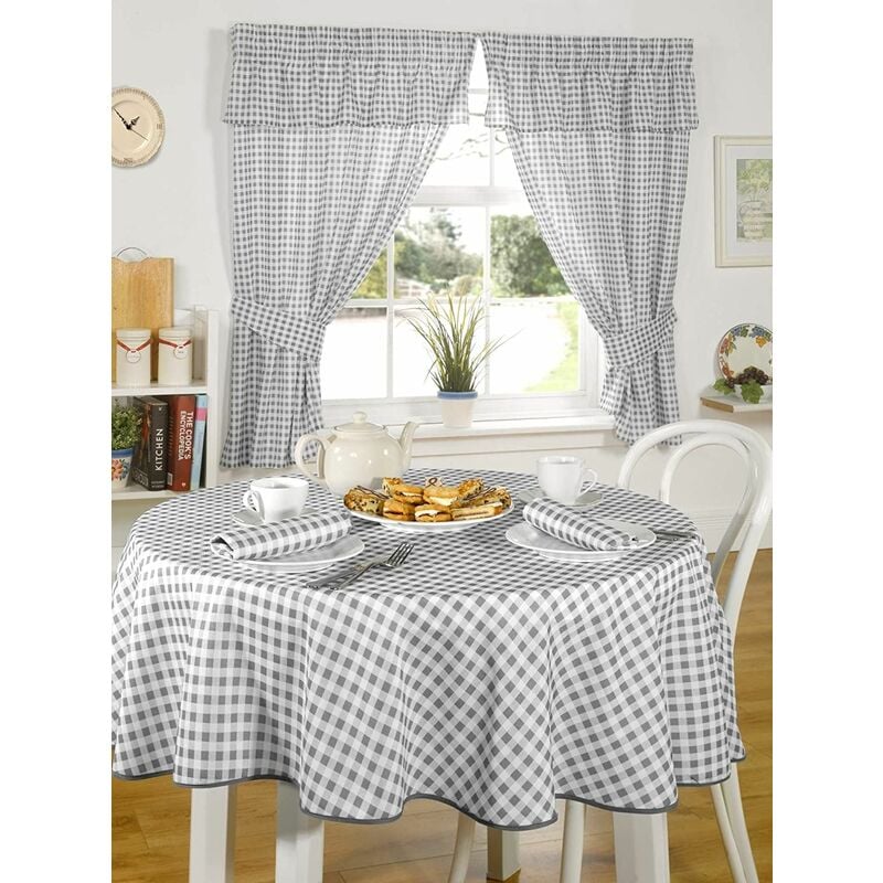 S.green - Molly Tablecloth 50 x 70' Charcoal Kitchen Dining Room Gingham Check Linen