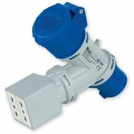 Moltiplicatore con cavo da 2 metri, da spina industriale 230V 2P+T a 3 prese industriali 230V 2P+T, 16A, IP67 - Rosi 1552