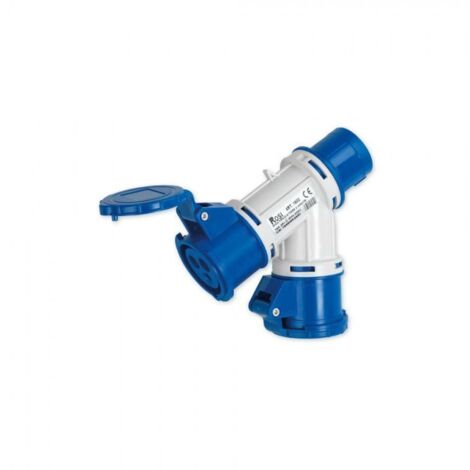 Moltiplicatore da spina industriale 230V 2P+T a 2 prese industriali 230V 2P+T, 16A, IP54 - Rosi 1602