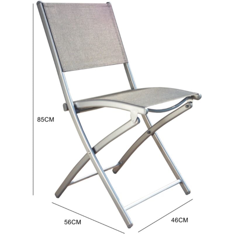 Concept-usine - molvina - lot de 4 chaises salon de jardin aluminium gris clair