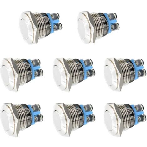 Momentanés Metal Commutateur de Bouton Poussoir 12V 8PCS 16mm pour Marine Étanche Voiture RV Truck Boat