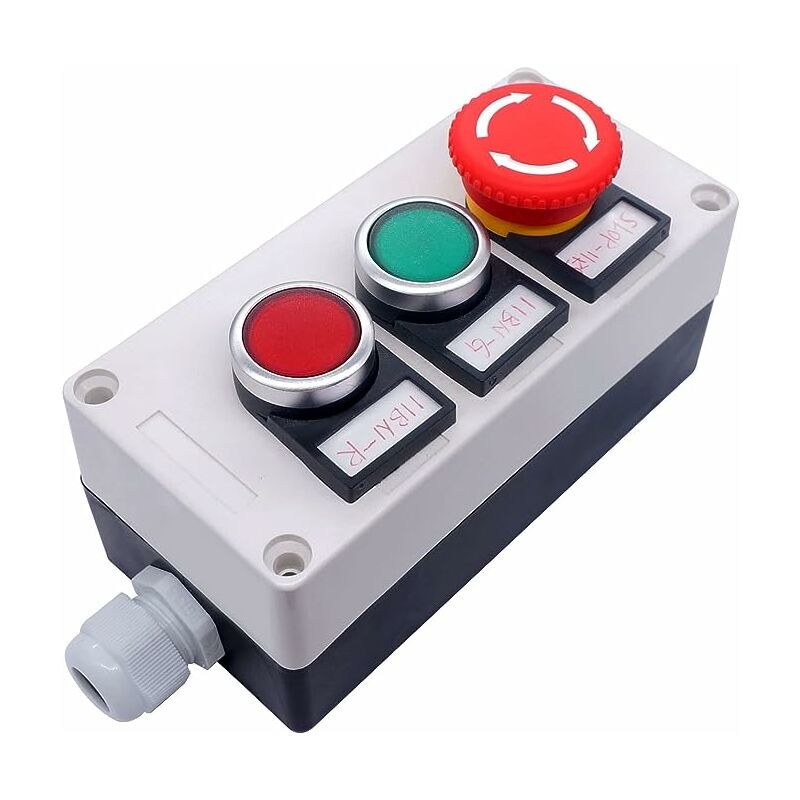 Momentary push button 440V 10A 1NC 1NO, red mushroom emergency stop 1NC 1NO three-position button box (emergency stop + two red and green