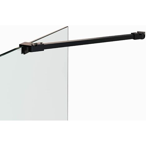 Moments of Glass Barra estabilizadora / barandilla para Paredes de Ducha e de Walk in de 6mm - 10mm Longitud: 48 cm Barra de estabilizadora de esquinas 24BM Negro