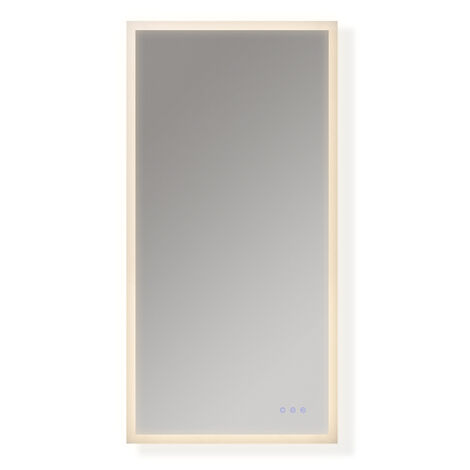 Moments of Glass Espejo de Banho Rectangular 70 x 140 cm con Iluminacion LED, Interruptor Tactil, Brillo Regulable, 3 Tonos y Funcion Antivaho  Frame