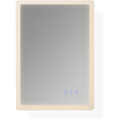 Moments of Glass Espejo de Banho Rectangular con Iluminacion LED, Espejo de Pared 50x70cm, Interruptor Tactil, Iluminaci�n empotrada con Tres Colores, Luz Regulable, Funcion Antivaho  Mellow