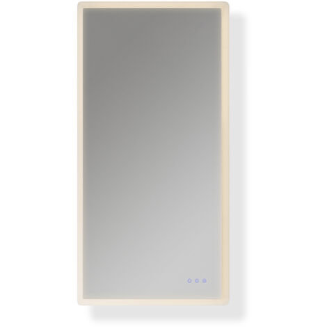 Moments of Glass Espejo de Banho Rectangular con Iluminacion LED, Espejo de Pared 70x140cm, Interruptor Tactil, Iluminaci�n empotrada con Tres Colores, Luz Regulable, Funcion Antivaho  Mellow