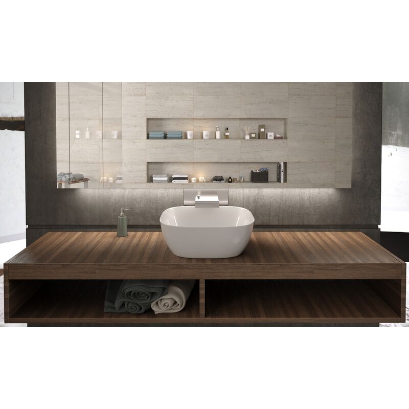 

Lavabo sobre encimera de ceramica design Brenta en blanco - 40x40x14cm - Moments Of Glass