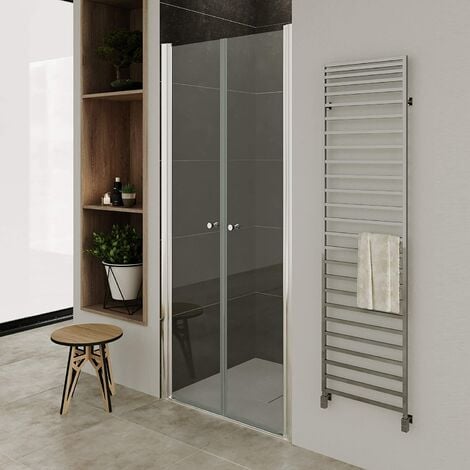 Mampara de ducha de esquina EX403C - 80x120x190cm - con puerta abatible -  con cristal NANO