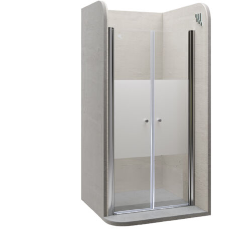 Moments of Glass Mampara de ducha LIMA 80-84 cm altura: 180 cm con puerta doble abatible 6mm Vidrio parcialmente satinado de seguridad - DTMF