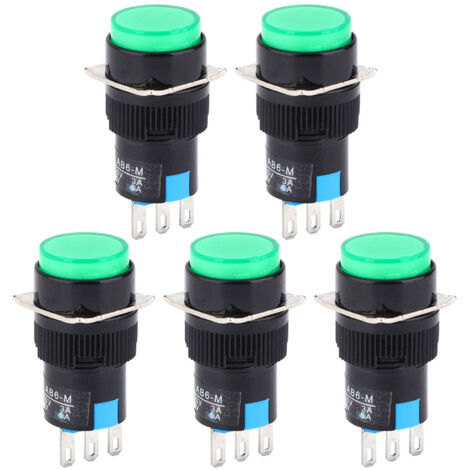 Momenttaster LA16-11/AB6-M, 250 V AC 3 A, Rundtaster, 30 V DC 5 A