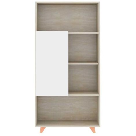 MOMMA HOME Estantería de Libros ROAU, librería Salón Acabado Pino Color Roble y Blanco, Medidas 141.5 x 31.3 x 70 cm