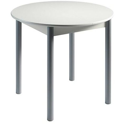 MOMMA HOME Mesa de Cocina Circular Blanca - Modelo AGOS - Medidas 90/120 x 90 x 75,5 cm