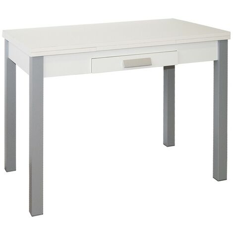 MOMMA HOME Mesa de Cocina Extensible - Modelo SILANTA - Material MDF/Metal - Medidas 100/160x60x76 cm  Color: Blanco