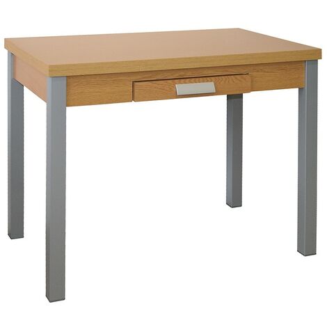 MOMMA HOME Mesa de Cocina Extensible - Modelo SILANTA - Material MDF/Metal - Medidas 100/160x60x76 cm  Color: Madera Roble