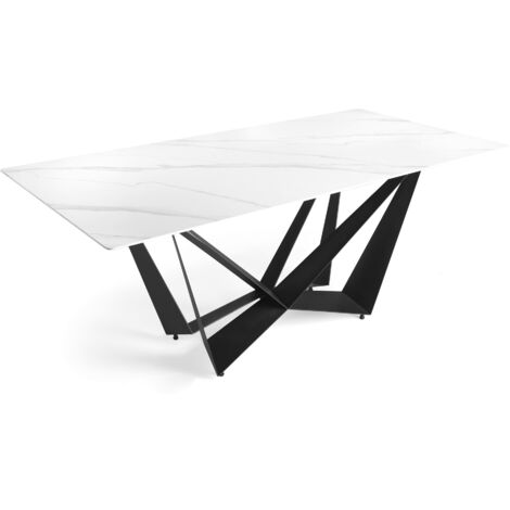 MOMMA HOME Mesa de comedor FLORENCIA porcelánica blanca 200 x 100 x 76H cm