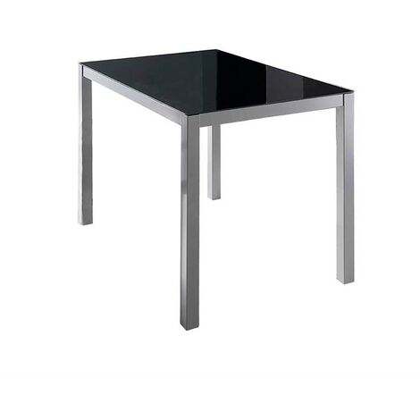 MOMMA HOME Mesa Fija Rectangular Negra - Modelo Melbourne - Material Cristal Templado/Metal - Medidas 110 x 75 x 75 cm