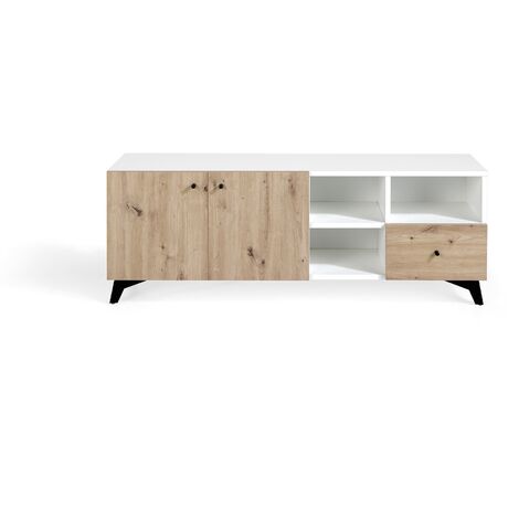 MOMMA HOME MUEBLE TV NOVER ROBLE Y BLANCO POLAR SALÓN 140X40X50 CM