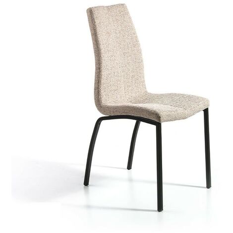 MOMMA HOME Set 2 Sillas - Modelo Texas - Color Beige/Negro - Material Tela/Metal