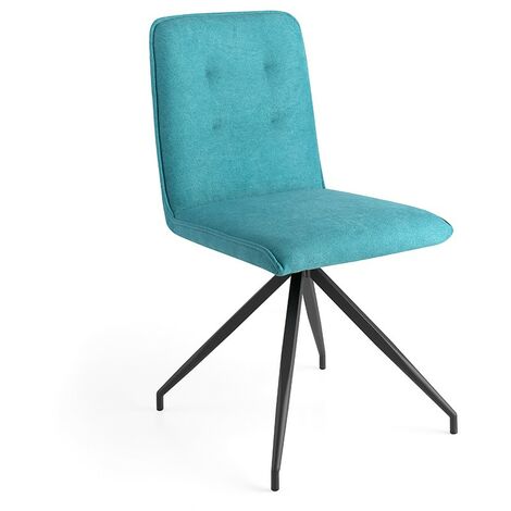 MOMMA HOME Set de 2 sillas de Comedor Azul, Acabado en telal de Tacto Suave, Estructura Metal en Color Negro - Modelo RALCO -
