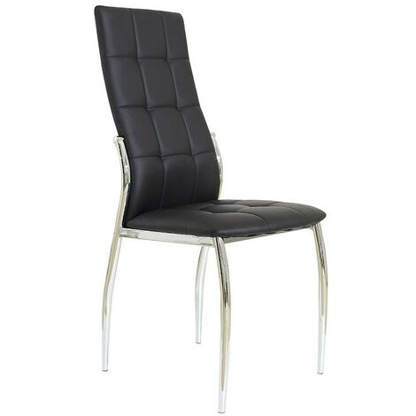 MOMMA HOME Set de 2 Sillas - Modelo Cami - Color Negro/Plata - Material Ecopiel/Metal Cromado - Medidas 46 x 54 x 101 cm
