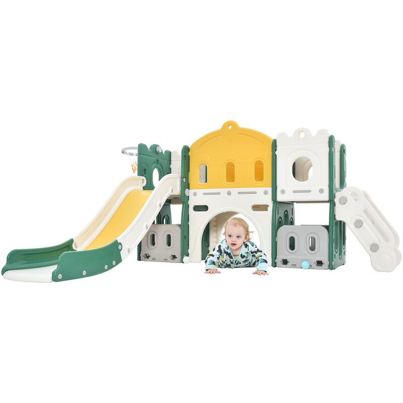 L&h-cfcahl - Mon petit château-Slide Jouet d'escalade pour enfants, toboggan pour enfants 6 en 1, escalade, jeu de perçage, espace de rangement,