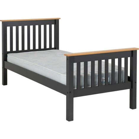 Monaco 3 Feet Bed High Foot End - L204 x W102.5 x H102.5 cm - Grey/Oak Effect