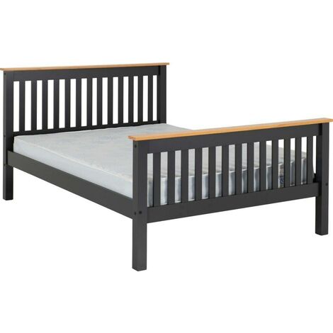 Monaco 5 Feet Bed High Foot End - L213 x W163 x H102.5 cm - Grey/Oak Effect
