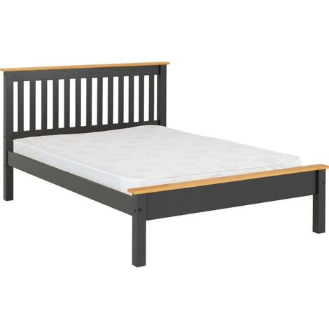 Monaco 5 Feet Bed Low Foot End - L213 x W163 x H102.5 cm - Grey/Oak Effect
