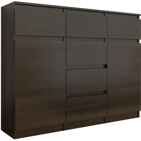 MONACO | Commode contemporaine meuble rangement chambre/salon/bureau | 120x40x98 cm | 6 tiroirs coulissants | Buffet séjour | Sonoma/Blanc
