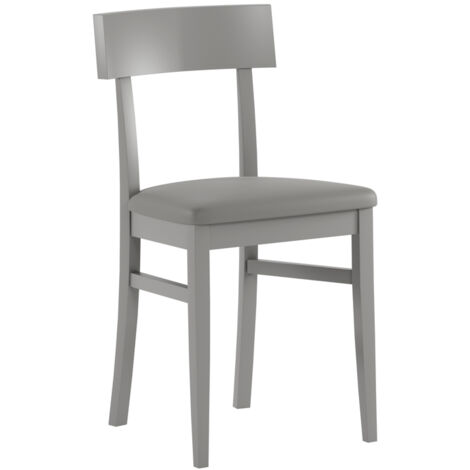 Monaco Chaise en bois laqué simili cuir gris 2 pcs