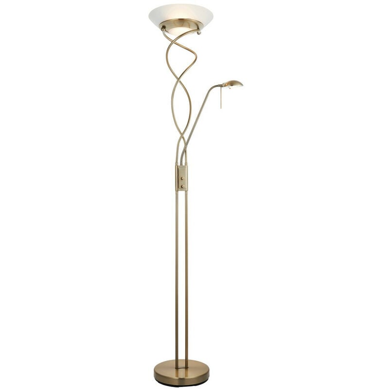 Endon Monaco - Mother and Child Floor Lamp Antique Brass, Opal Glass, G9